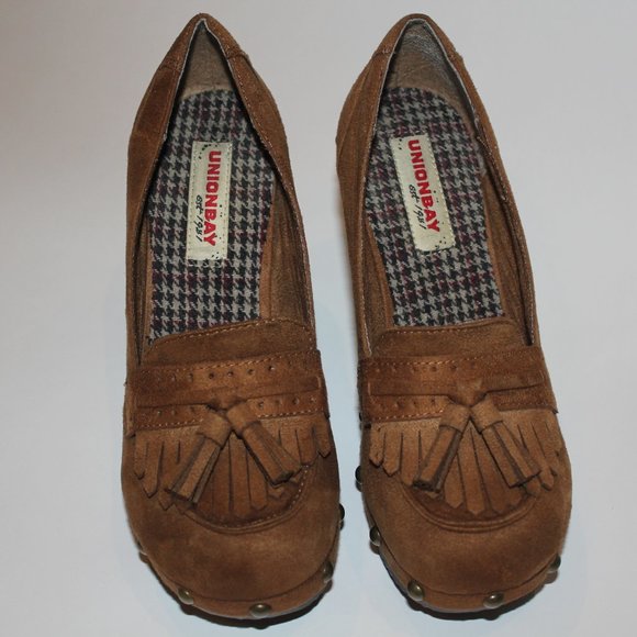 Unionbay Nicolette Studded Loafer Heels Shoes 7 - Picture 2 of 4